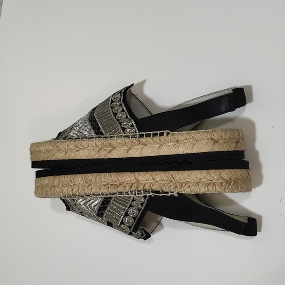 MIISTA LONDON silver black espadrilles 36 NEW - Picture 7 of 8